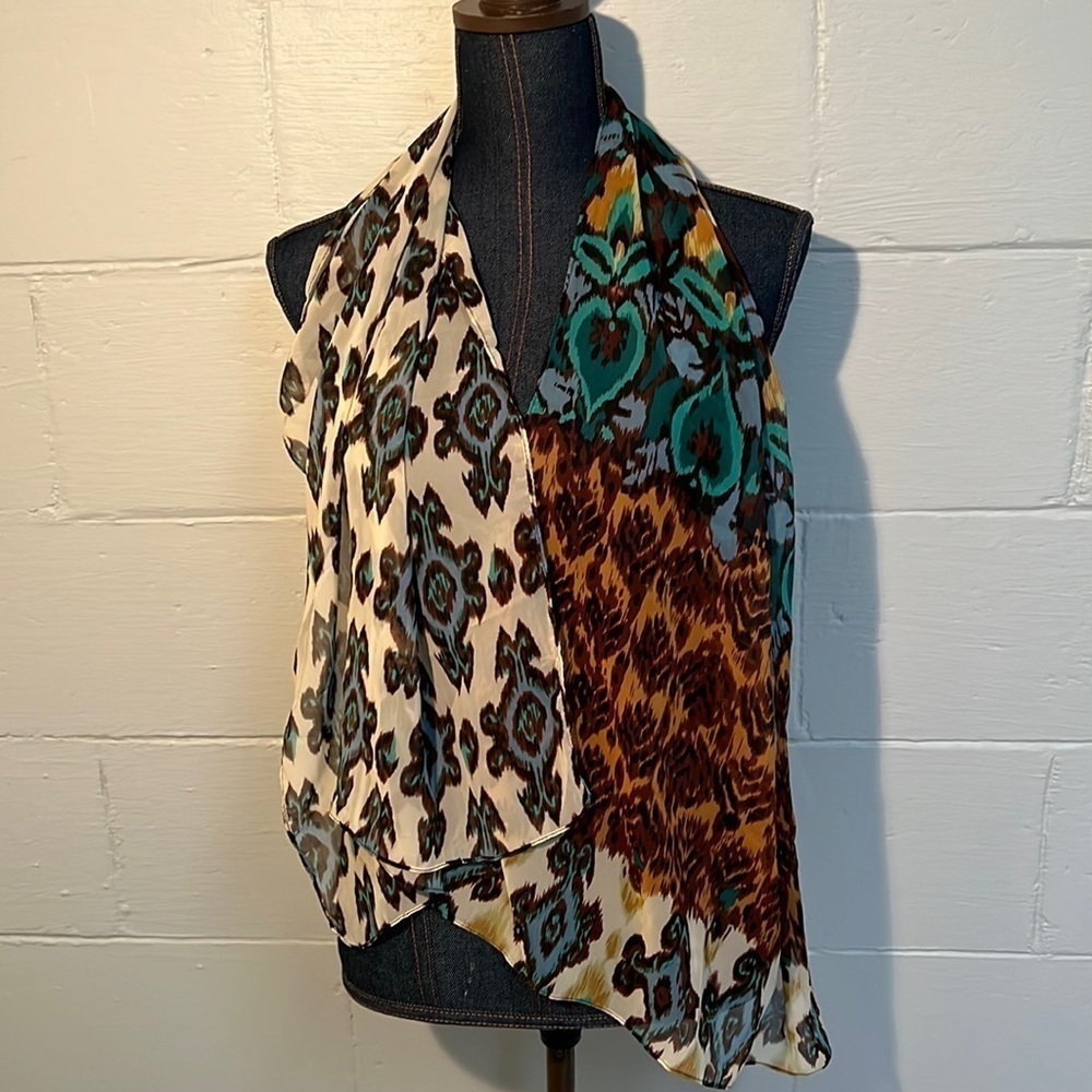 Amanda Blu scarf - browns, greens,‎ cream and blue